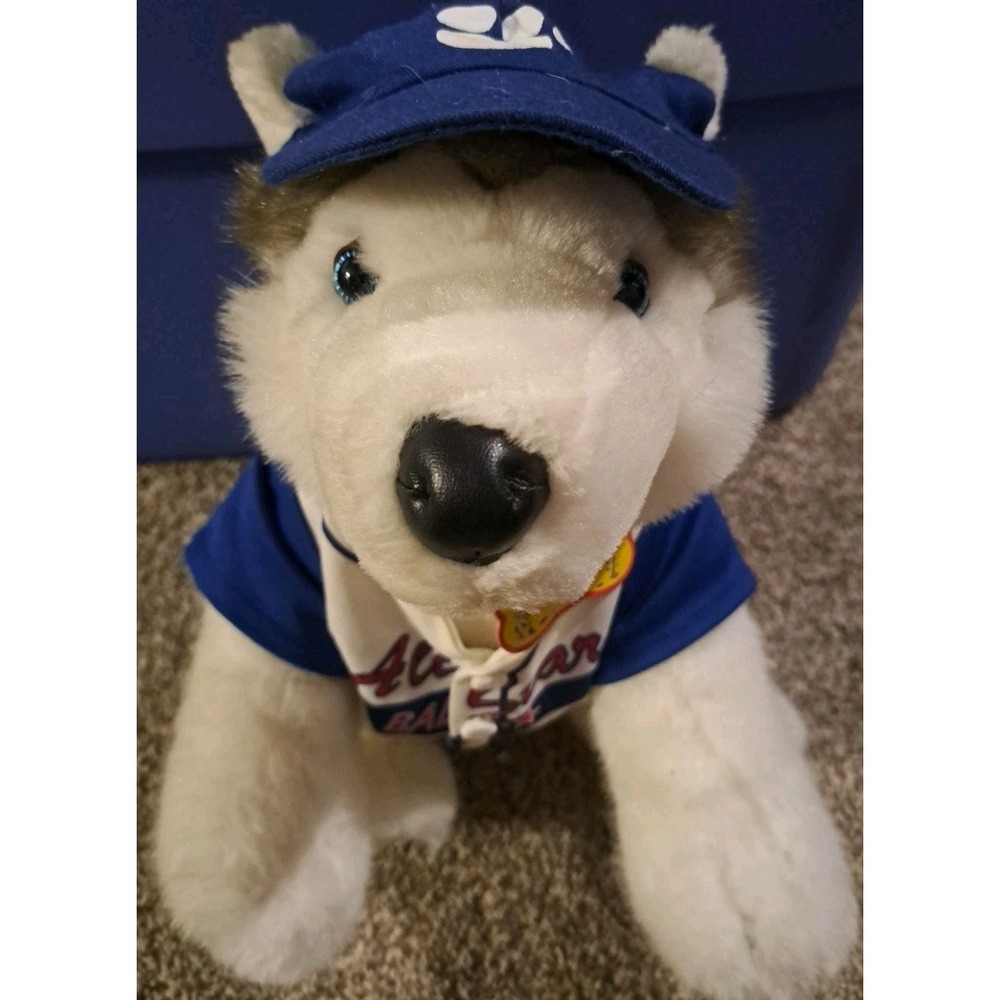 Build A Bear BAB Siberian Husky‎ Gray Wolf Dog Plush W/Allstars Baseball Retired